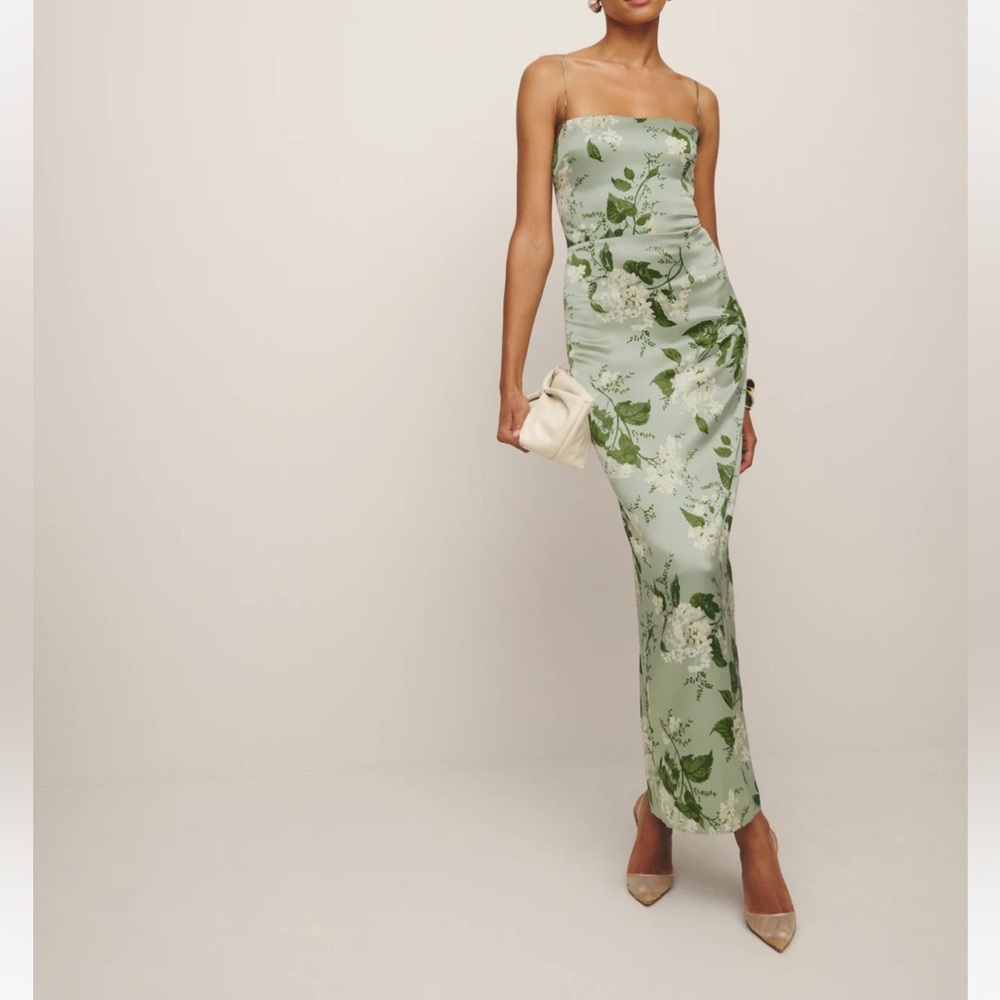 Reformation Frankie Silk Dress - Tea Garden - Size 8